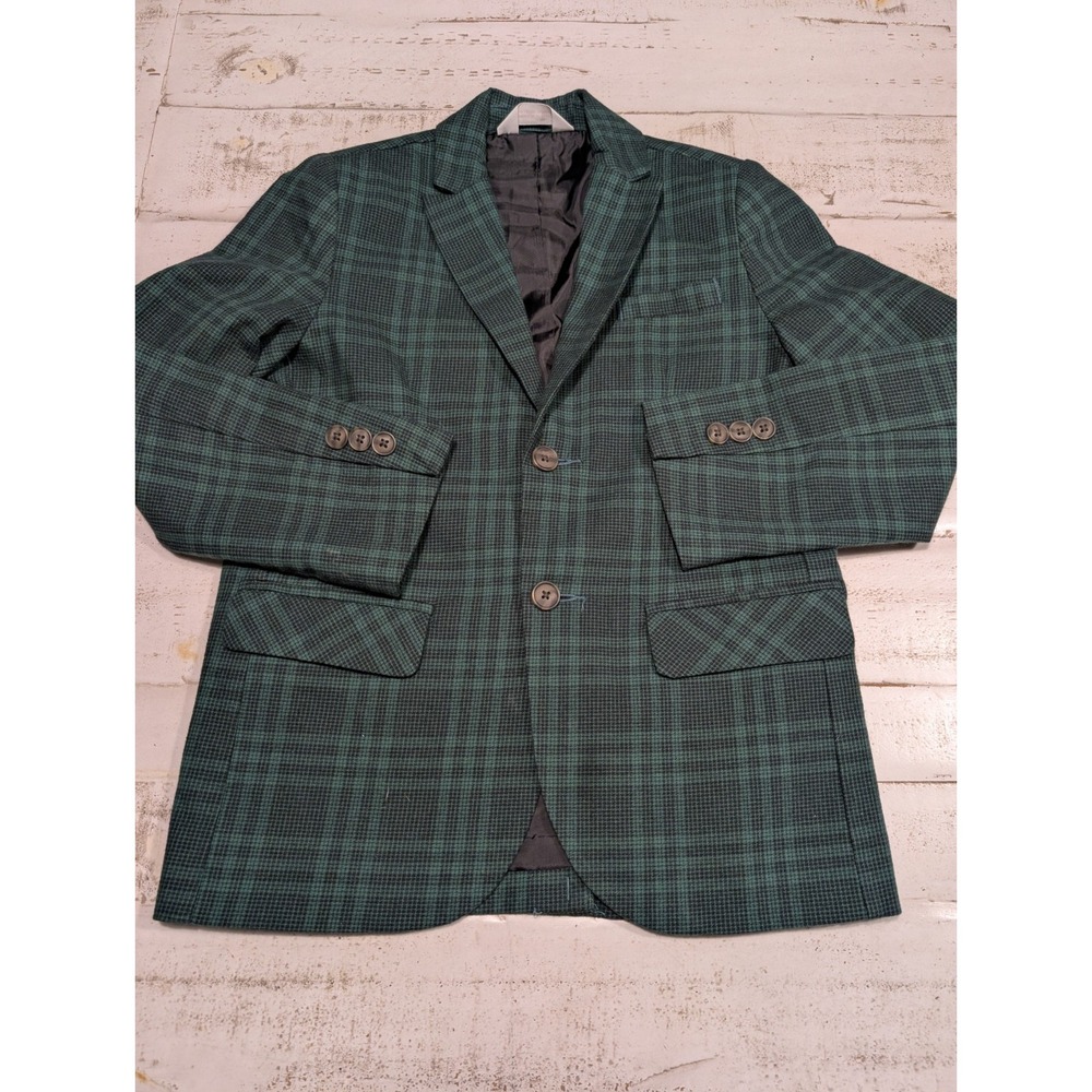 Blazer Size 7 Boys Cat And Jack Green/Black Plaid Preppy Classic Holiday